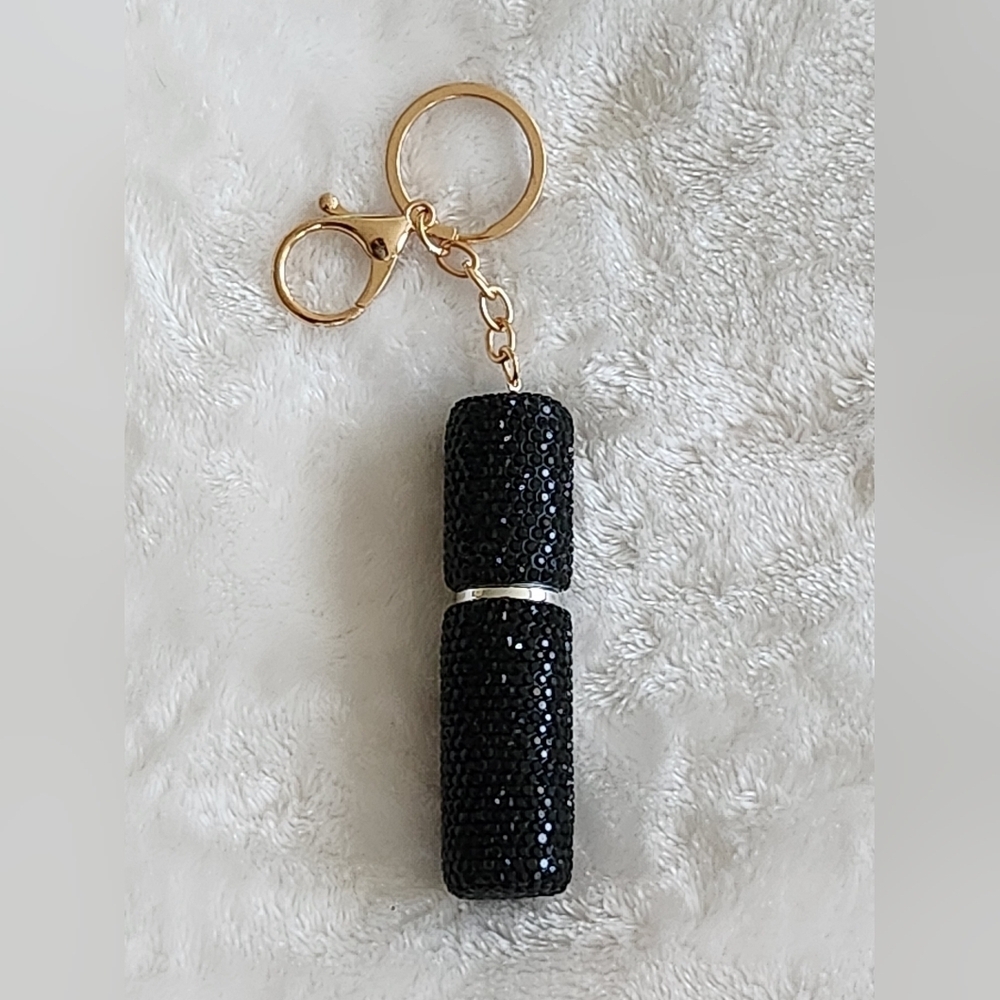 Elegant Black and Gold Perfume Keychain Accessory Bag Charm